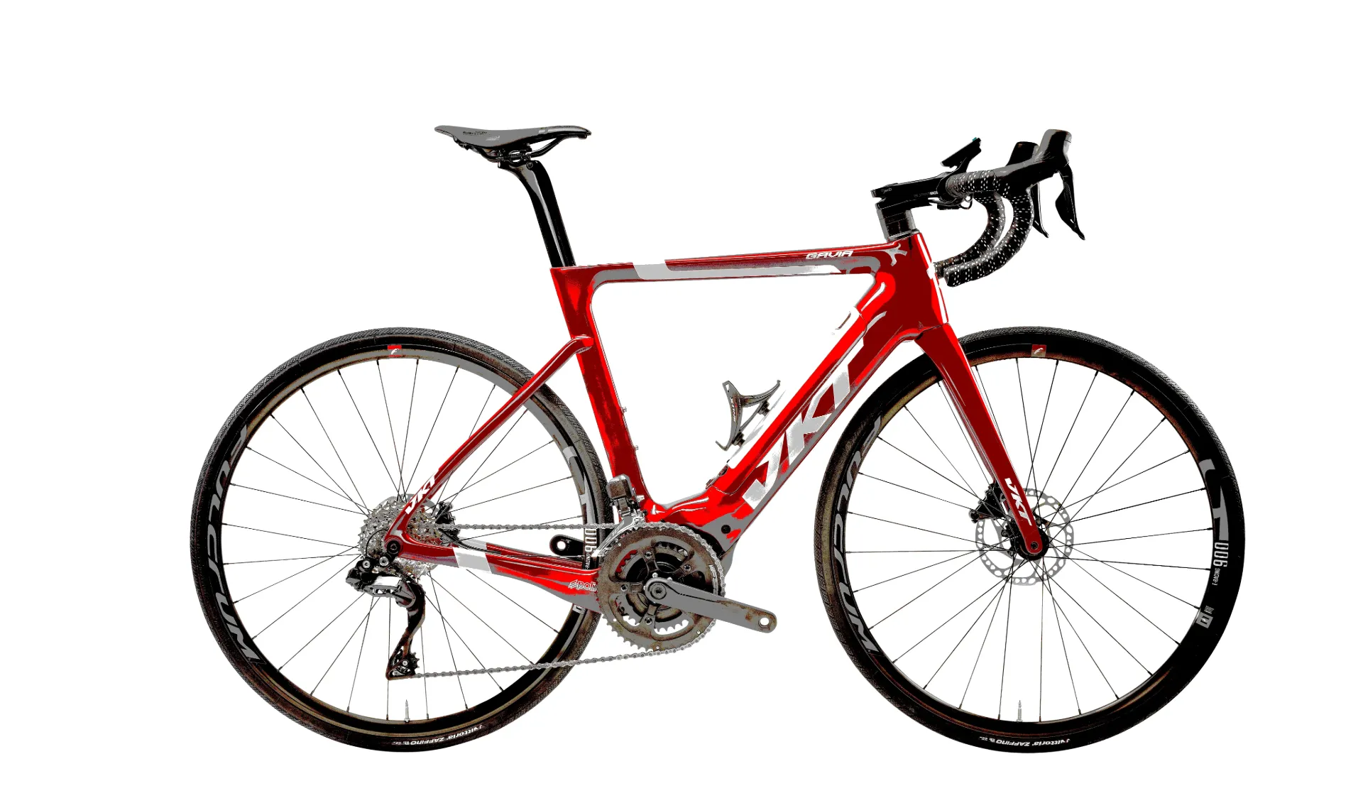 GAVIA 105 DI2 2x12 (C007 Rood, XS, batterij Polini 500wh, display geïntegreerd, vast)